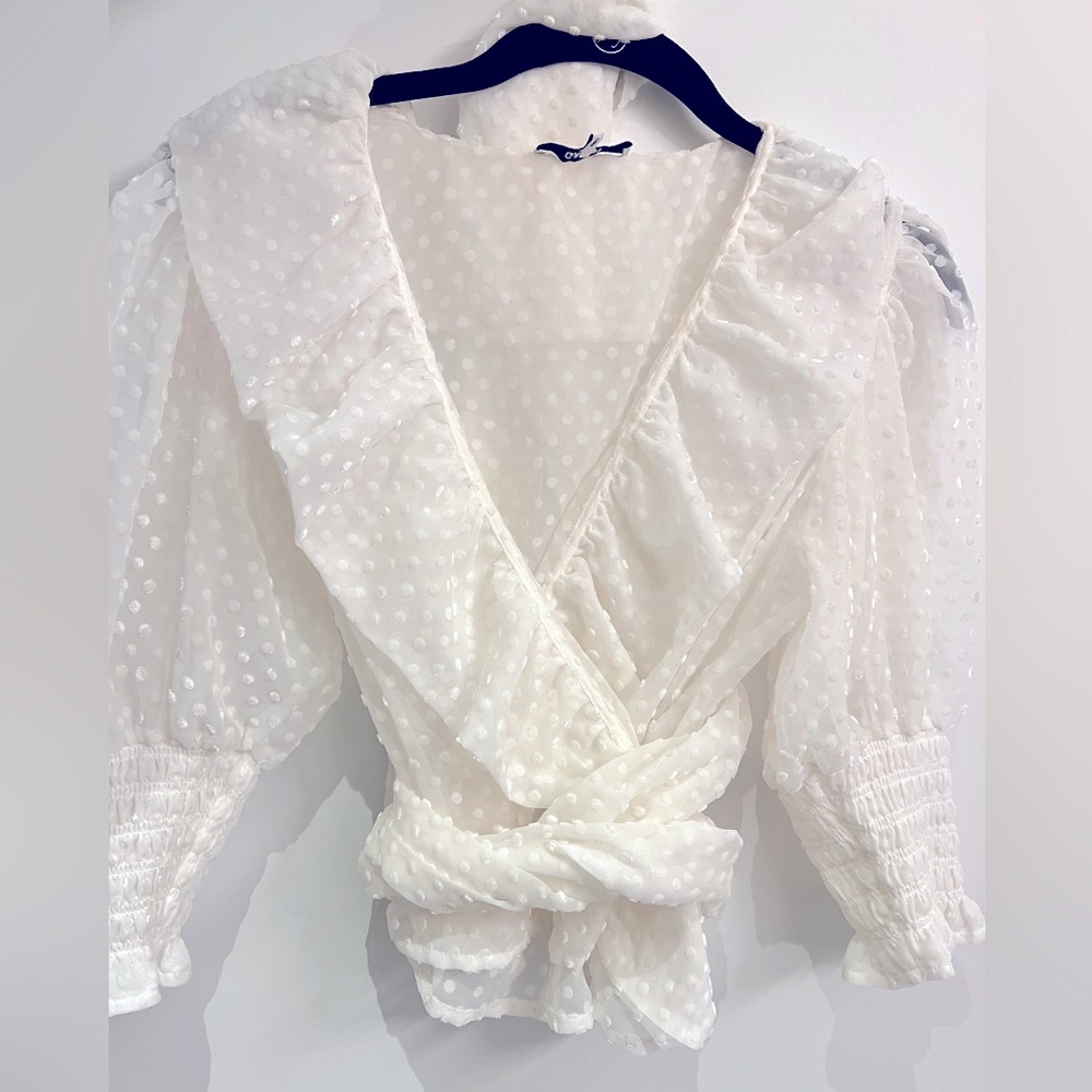 GANNI | 90’s polka dot tulle wrap blouse